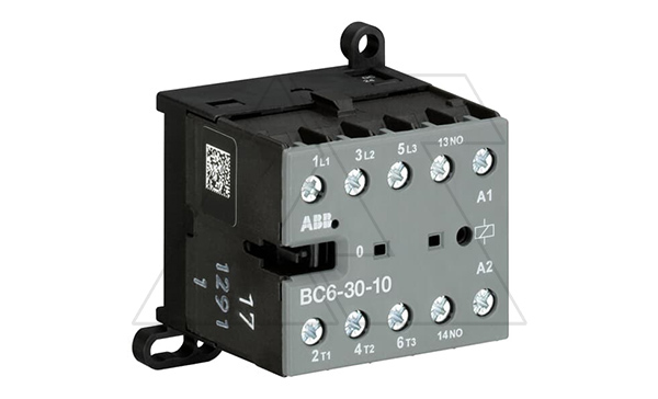 Мини-контактор BC6-30-10-01 24VDC, 3NO 9A(20A-AC1) 4kW, всп.контакт 1NO (4A-AC15)