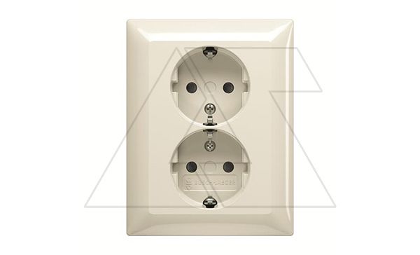 Basic 55 - Розетка 2x2P+E нем. стд. (сл.кость) Basic 55 - Розетка 2x2P+E нем. стд. (сл.кость)