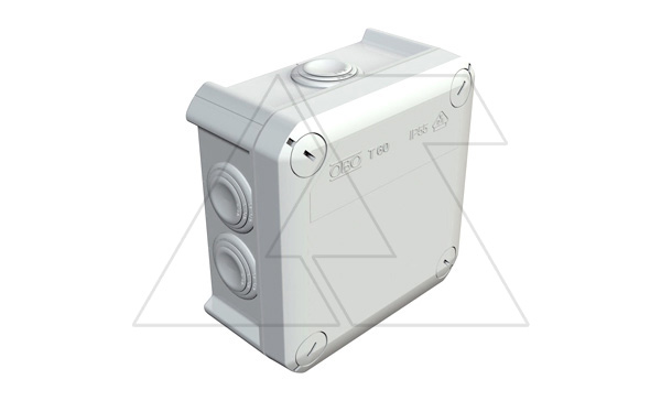 Коробка распред. T 60 без клемм, IP66, 114х114х57мм, 7 вводов М25, серый, полипропилен