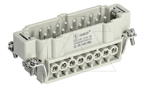 Вставка контактная, размер H16B, тип вилка, 16P+PE, 16A, 500V, винтовой зажим