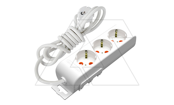 Ri-tech - Удлинитель 3x2P+E, нем. ст., со шторками, кабель 3x1,5мм², 5м, белый