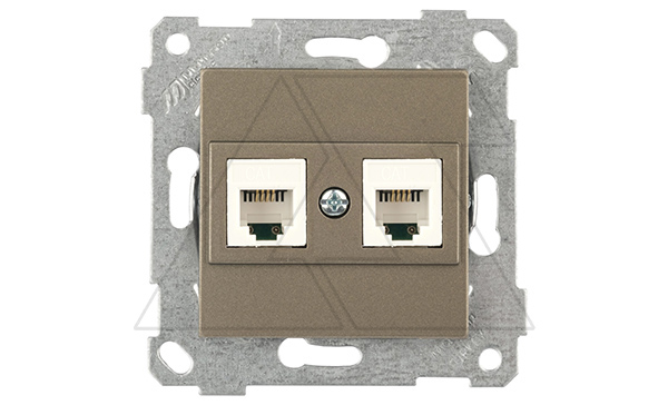 Rita - Розетка 2хRJ-45 кат. 6 UTP, антрацит Rita - Розетка 2хRJ-45 кат. 6 UTP, антрацит