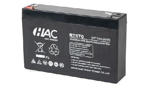 Батарея аккумуляторная HAC RT670, F1, 6V/7Ah, 151x34х94(100) ДхШхВ, 1.0 кг, 6-8 лет