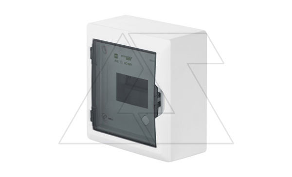 Щит навесной ECO BOX 1x6M, N/PE 2x 2x16+3x10mm2, дымчатая пласт. дверь, белый RAL9003, 198x192x96mm, IP40