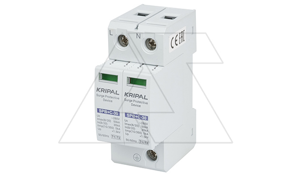 Разрядник SPB+C5/30/280-440V/2P, 2P, In=30kA(8/20µs), класс B+C, 2M Разрядник SPB+C5/30/280-440V/2P, 2P, In=30kA(8/20µs), класс B+C, 2M