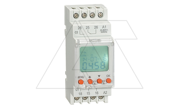 Цифровой таймер RD-TPA2, 2CO, 16A(250VAC), 24_264VAC/DC, астрономическая годовая программа, русское меню, LCD, 2M