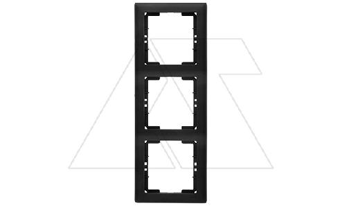 Daria - Рамка 3 поста, к механизмам серии 21, вертикальный монтаж, черный мат