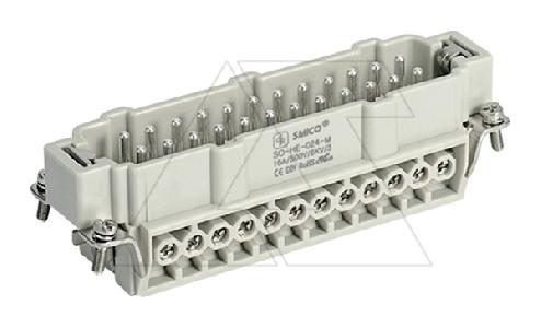 Вставка контактная, размер H24B, тип вилка, 24P+PE (25-48), 16A, 500V, винтовой зажим