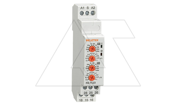 Реле времени RS-TC23, 2CO, 8A(250VAC), 24_240VAC/DC, 100ms_100d, цикличная работа с T1 и T2, 1M