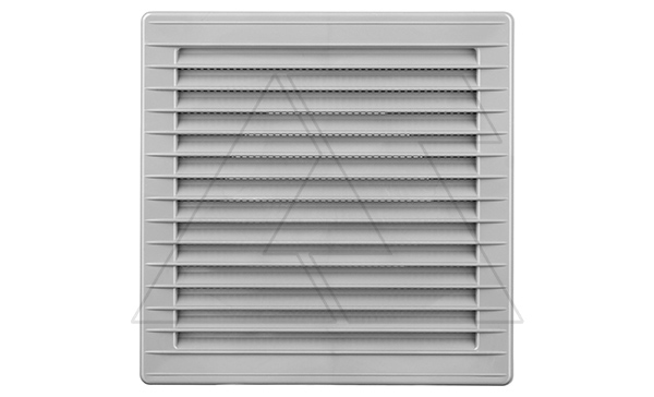 Решетка вентиляционная с сеткой квадратная 170х170мм с круглым выводом Ø100мм, пластик, серый