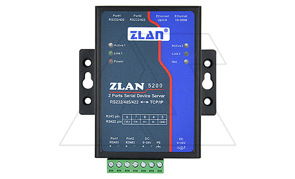 Преобразователь интерфейсов ZLAN5200, RS-232/485/422 в Ethernet, 2xRS-485, 2xRS-232/422, 24VDC