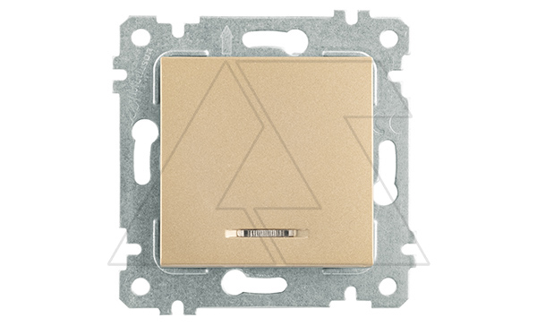 Rita - Выключатель с подсветкой, пруж. зажимы, золото доре