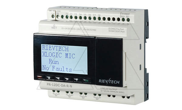 Программируемый логический контроллер PR-12DC-DA-R-N, 12_24VDC, 8DI(4AI), 4RO, RTC, SD, RS485, Ethernet, ЖКИ