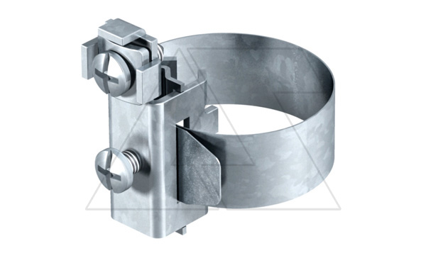 Скоба 927 0 ленточная заземляющая, для труб Ø8-22мм, никелированная латуннь/нерж. сталь