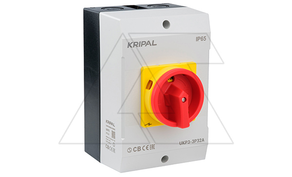 Выключатель нагрузки UKP3-332, 3Р, 32А/AC21, 11kW/AC23A, 440VAC, красная блок. рукоятка, в корпусе IP65 Выключатель нагрузки UKP3-332, 3Р, 32А/AC21, 11kW/AC23A, 440VAC, красная блок. рукоятка, в корпусе IP65