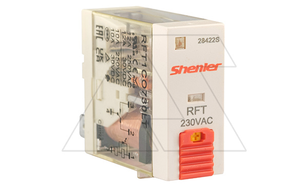 Реле RFT1CO730LT, 1CO, 12A(250VAC/30VDC), 230VAC, мех. индикация, тест-кнопка с блокировкой, LED