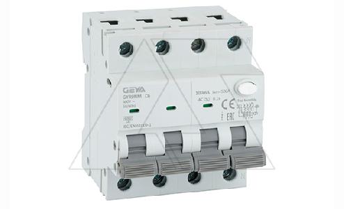 Дифф. авт. выключатель GYR9NM-C6-100mA, 3P+N, 6A, хар-ка C, 6 kA, 100mA, тип AC, 4M