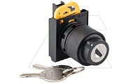Переключатель PB3E, с ключом, 0<-I, возврат, ключ выним. в 0, 1NO, 6A 230VAC/24VDC, 22mm, IP65