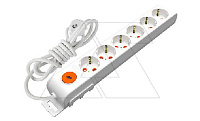 Ri-tech - Удлинитель 6x2P+E, нем. ст., со шторками, выключатель, кабель 3x1,5мм², 3м, белый