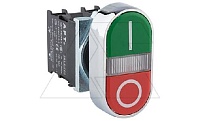 Кнопка двойная PB1S, красный O/зеленый I, 1NO+1NC, 6A 230VAC/24VDC, с подсветкой без LED, 22mm, IP65