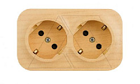 Quteo - Розетка двойная 2x2P+E,накладной монтаж, защ. шторки, винт. зажимы, со смещением контактов 45°, дерево