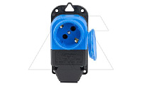 Tena - Розетка 2P+E c крышкой, IP44, моноблок, синий