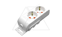 Ri-tech - Колодка розеточная 2x2P+E, со шторками, белый