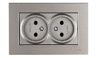 Rita - Розетка двойная 2x2P, (в комплекте с рамкой), антрацит