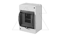 Коробка электротехническая для пломбировки MINI S-4, 4M, без клемм, дымчатая дверца, 140x95x66mm, IP30