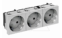 Розетка STD-D3 AL3, 3х2P+E нем.ст., со смещением контактов 33°, пруж. зажимы, защ. шторки (алюминий)