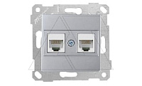 Rita - Розетка 2хRJ-45 кат. 5e UTP, нерж. сталь
