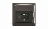 Basic 55 - Розетка 2P+E нем. стд. с крышкой и рамкой, IP 44 (шато-черный)