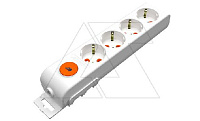 Ri-tech - Колодка розеточная 4x2P+E, со шторками, выключатель, белый