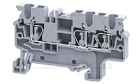 Клемма проходная CX2.5/3 /5x62,5mm, пружинная, 3 присоед., 2,5(max 4)mm2, 24A, 1000V, серая