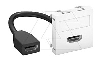 Розетка MTG-HD F RW1 с разъемом HDMI c соединительным кабелем, 2М, прямой вывод, белый, поликарб.