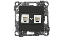 Rita - Розетка 2хRJ-45 кат. 6 UTP, черный мат