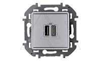 Inspiria - Зарядное устройство с двумя USB-разъемами Type A + Type C, 3000mA, 5В (алюминий)
