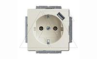 Basic 55 - Розетка 2P+E нем. стд. + USB (шале-белый)