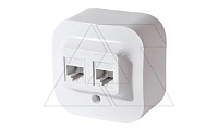 Quteo - Розетка двойная RJ11+RJ45 5E UTP, накладной монтаж, белая (стикерованный)