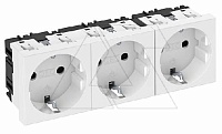 Розетка SKS-D0 RW3, 3х2P+E нем. ст., 16А, 250V ~, 0°, пруж. зажимы, защ. шторки, белый, поликарбонат