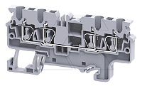 Клемма проходная CX2.5/4 /5x74,7mm, пружинная, 4 присоед., 2,5(max 4)mm2, 24A, 1000V, серая