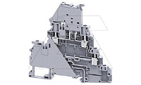 Клемма двухъярусная с держателем предохранителя CYDLF4L6-60V /6x94,5mm, винтовая, 4 присоед., 4(max 6)mm2, 10/32A, 500V, LED 6-60V, серая