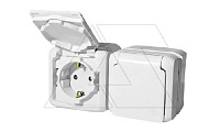 Quteo - Розетка двойная 2x2P+E IP44, накладной монтаж, защ. шторки, винт. зажимы, белая