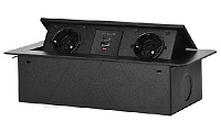 Блок розеточный встраиваемый 2хUSB Type(A+C) 5V 3,6A + 2x2P+E со шторками, без кабеля, 3600вт, черный