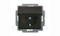 Basic 55 - Розетка 2P+E нем. стд. с крышкой (шато-черный, блистер)