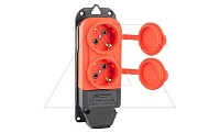 Tena - Блок розеточный 2х2P+E c крышкой, IP44, моноблок, красный