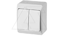 HERMES - Выключатель двухклавишный, 10A/250V, IP44, белый