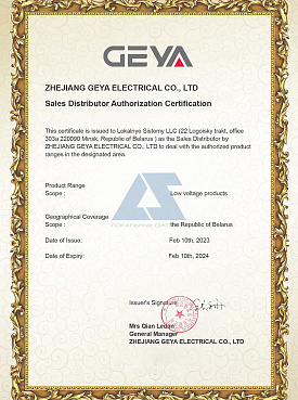 Сертификат дистрибутора Geya