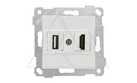 Rita - Розетка HDMI + USB Type A, для передачи данных, белый
