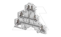 Клемма ZK2.5-T1 пружинный зажим, 6 контактов, 3 уровня замкнуты, 22А, 500В, серый